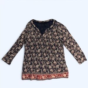 Lucky Brand boho floral peasant top size M